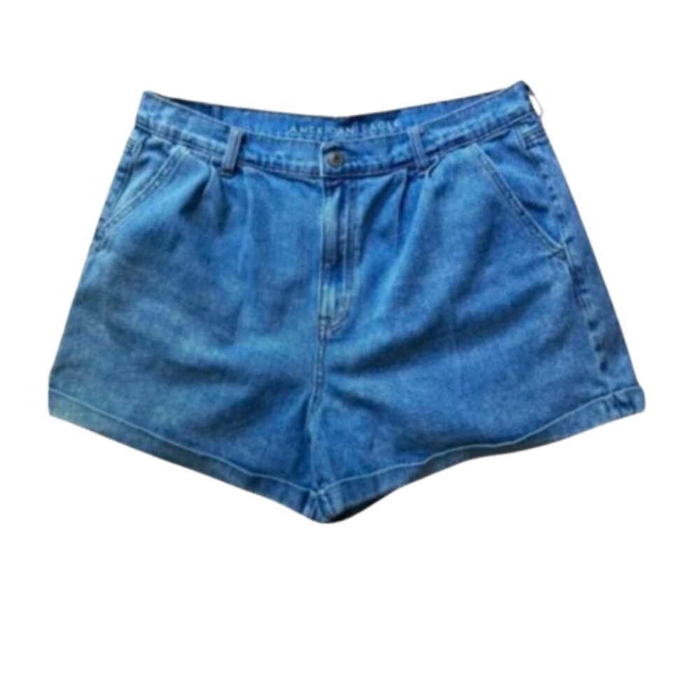 American Eagle Mom Jean Shorts 3.5" Inseam High Waist Medium Blue Cuffed sz 14